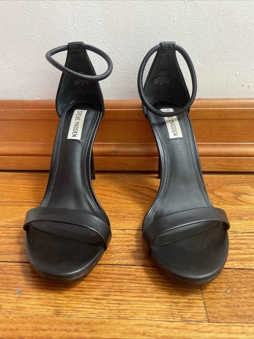 Steve Madden Black Minimalist Ankle-Strap Heels
